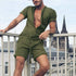 Men's Plain Short-sleeved Bodysuit In Solid Color Without Hood